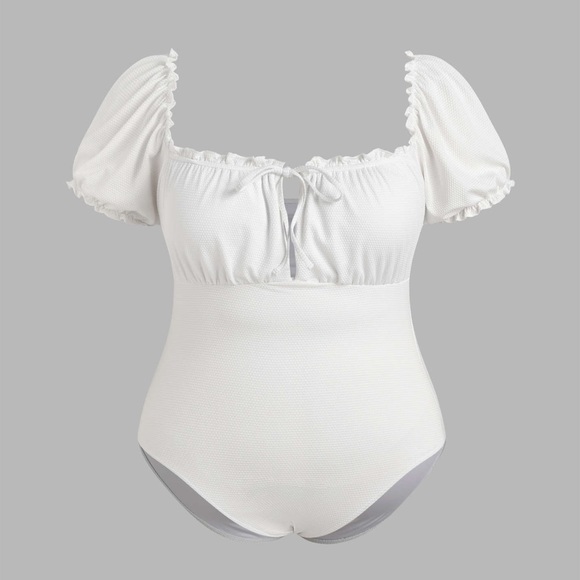 Cider Swim Nwt Cider Puff Sleeve Ruched One Piece Swimsuit Curve